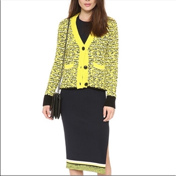 Rag & Bone Yellow Black Viola Button Cardigan Sweater - Picture 1 of 16